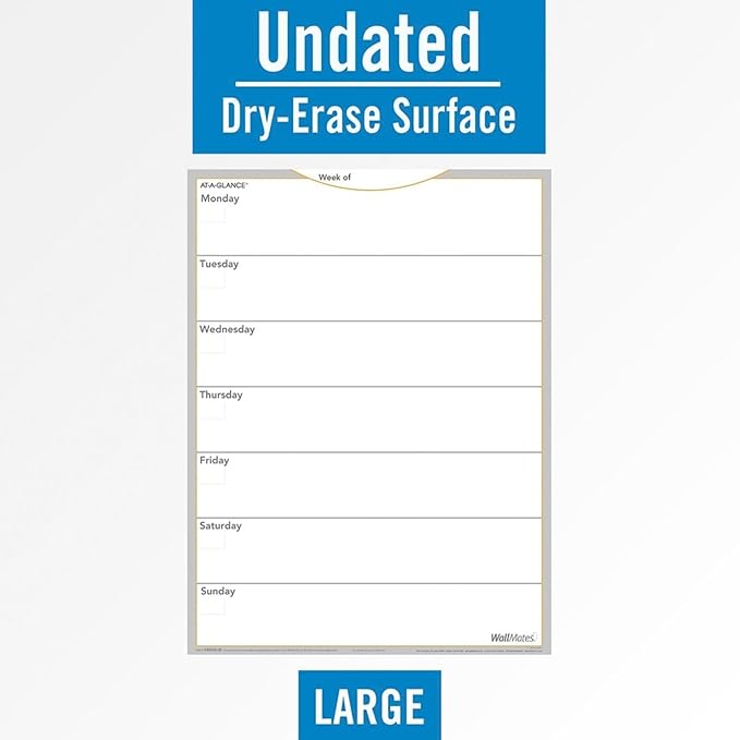AT-A-GLANCE WallMates Dry-Erase Weekly Planning Surface, 24" x 18", Large, Undated, Self-Adhesive (AW503028)