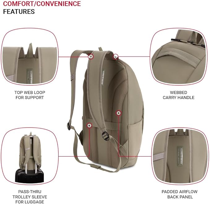 SwissGear 8117 Laptop Backpack, Olive, 17.75 In