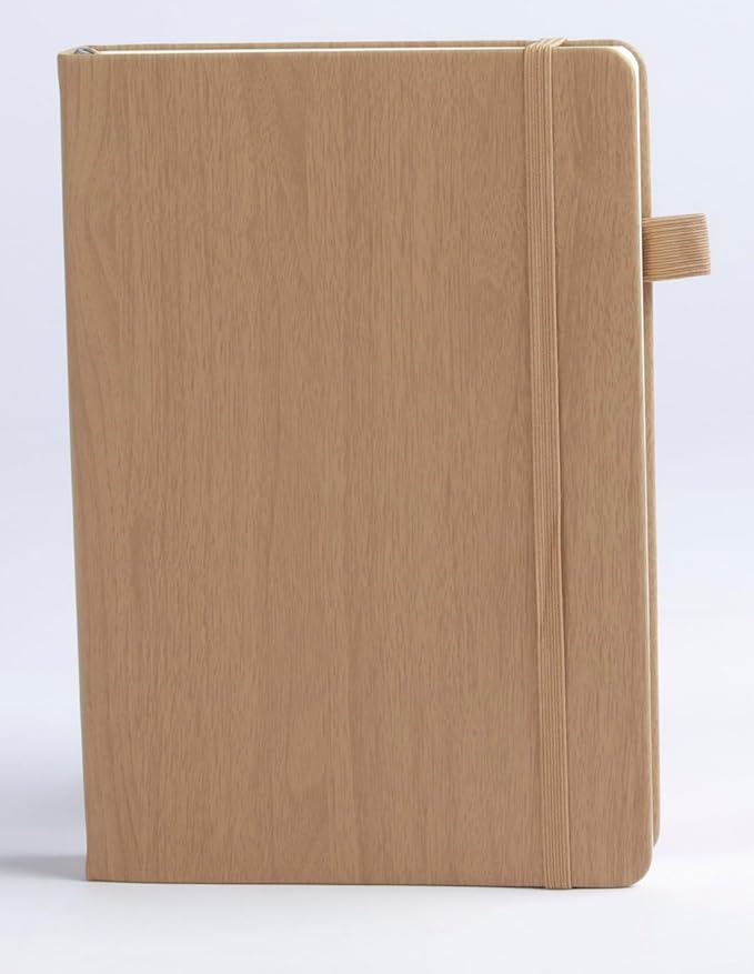 Thick Bullet Notebook with 366 Numbered Pages, A5 Dotted Notebook for Writing with 100GSM Dot Grid Paper, Hardcover Leather Notebooks for Women Men School Note Taking Office Work Diary, 5.7"x8.3",Wood