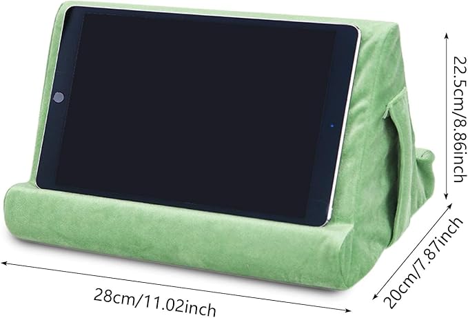 2pcs Multi-Angle Tablet Holder Cushion Stand with Net Pocket & Black Color Phone Stands Upgraded Tablet Pad Support for Phone,Pad,Books (LightGreen)