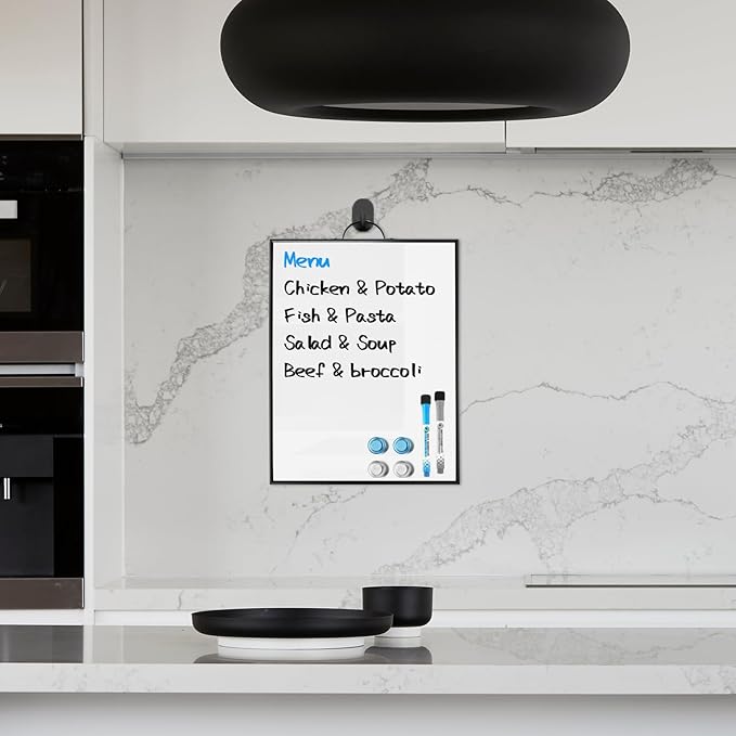 Small Hanging Whiteboard for Wall 16"x12", Portable Aluminum Frame Magnetic Dry Erase White Board with Handle & Markers & Magnets, Door Hang Message Board for Office Home Kitchen Dorm