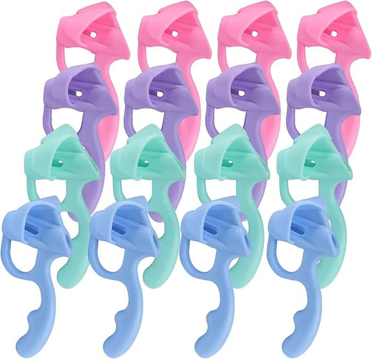 16 Pcs Ergonomic Pencil Grippers, Comfortable Pencil Grips Writing Aid Correction Tool, Multi-Color Silicone Pencil Holder for Adults Special Education