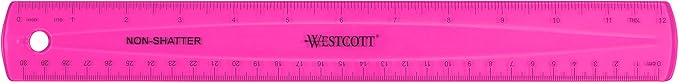 Westcott Shatterproof Ruler, Assorted Translucent Colors, 12" (Pack of 3)