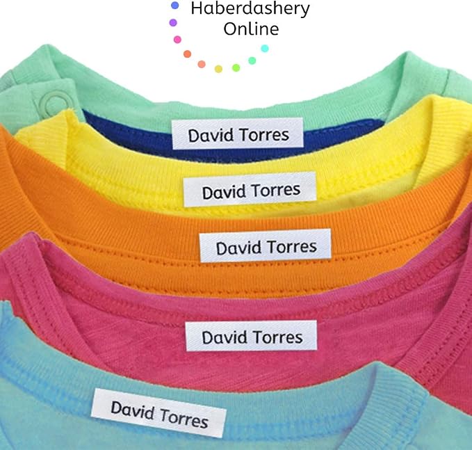 Iron On Name Tags for Clothes: Customizable Fabric Labels, Safe for Kids' School Uniforms, Baby Clothing (36-Pack)