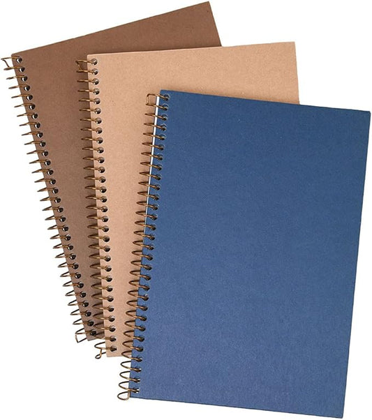 Mintra 100% Recycled Notebooks (Junior Size (6.5in x 9.5in), Solid Set 3pk)