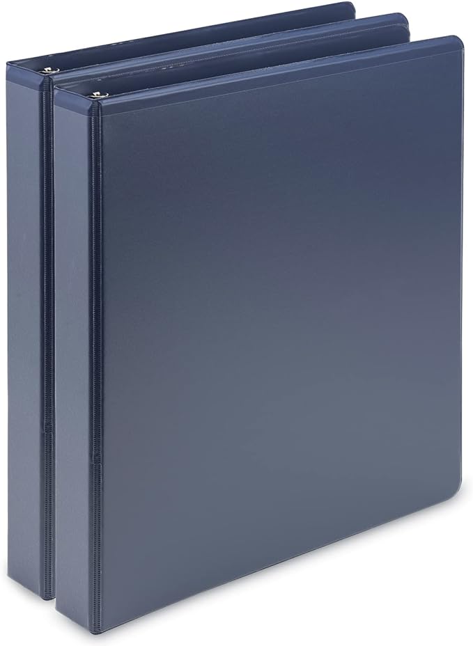 Samsill Plant-Based 1 Inch Durable D-Ring, View Binder, Eco-Friendly, USDA Certified Biobased, 2 Count,Pack of 1, Indigo