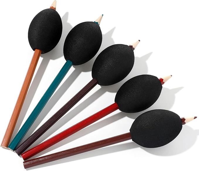 Outus 12 Pieces Pen Grip Kids Adult Egg Pencil Pen Grip Handwriting Pen Grips Foam Pen Grips Pen Writing Aid Holder Soft Cushioned for Drawing Student Right or Left Handed Use(Black)