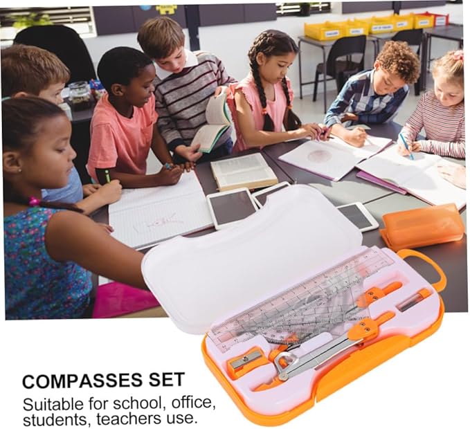 1sets Compasses and Geometry Ruler for Students Math Tool Technical Drawing Lightweight Precise and Easy to Use for School and College Use