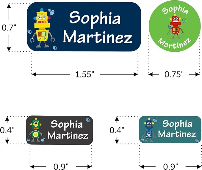 Waterproof Custom Name Stickers (135 Labels) - Personalized Daycare Labels for Clothing, Water Bottles, Lunch Boxes & School Supplies - Ideal for Camp & Daycare - No-Iron (Metal Man)