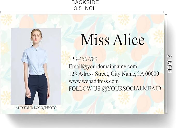 200/500Pcs Business Card Customization (Add Picture or Logo), Thick Coated Paper Business Card Double-sided Printing-2"x3.5" Inches (Color-R)