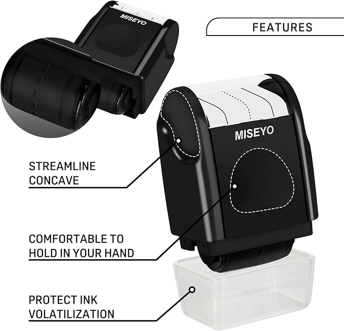 Miseyo Dashed Handwriting Lines Practice Roller Stamp,Self-Inking Line Rolling Stamps for Kids Writing - Black