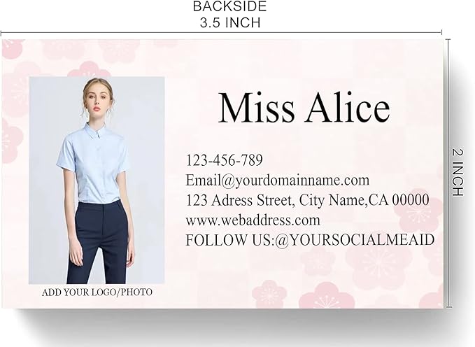 200/500Pcs Business Card Customization (Add Picture or Logo), Thick Coated Paper Business Card Double-sided Printing-2"x3.5" Inches (Color-T)