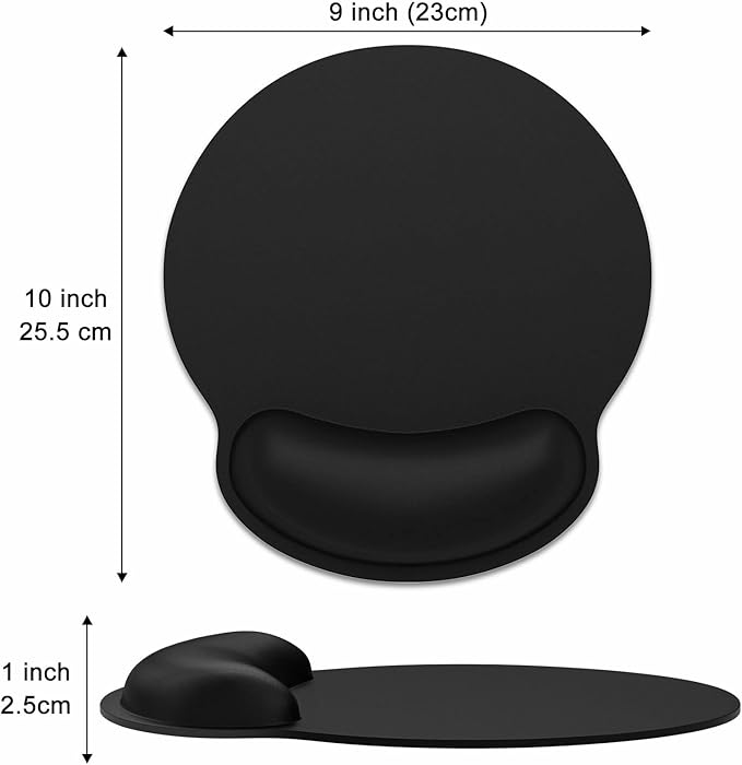 Dapesuom Ergonomic Mouse Pad with Wrist Support, Comfortable Memory Foam Wrist Rest for Easy Typing Pain Relief, Cute Computer Gaming Desktop Mouse Mat with Non-Slip Base for Laptop, Office, Jet Black