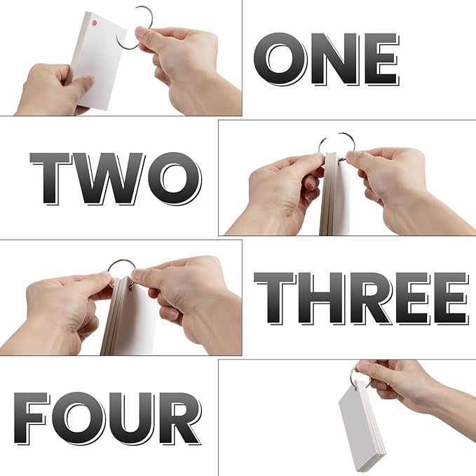 Index Cards, 600 PCS 3 x 5 Inch Punched Flash Cards with 12 Organizing Rings, White Flashcards for Studying, Blank Memo Note Cards for Adults Kids Home School Office