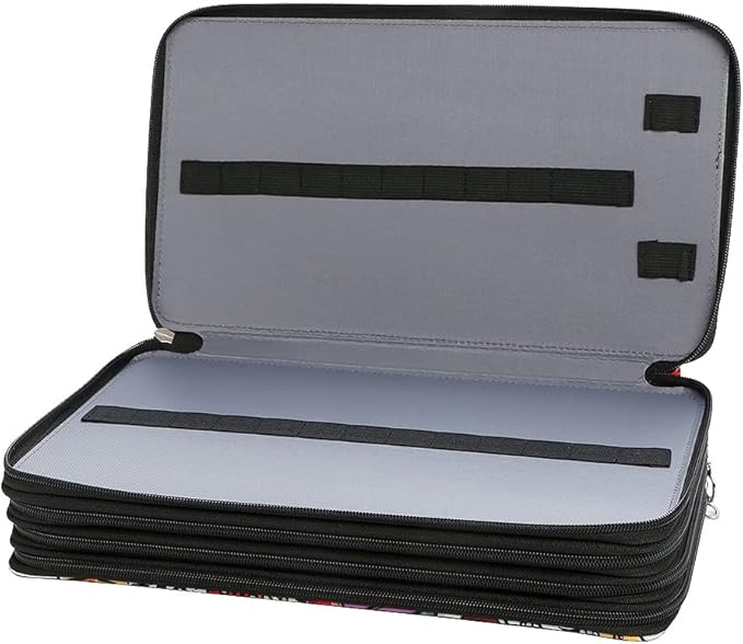 Portable Colored case Organizer 103 Larger individual slots hold 300 pcs Pencils with Printing Pattern for Watercolor Pens or Markers, Pencil Case Organizer for Artist