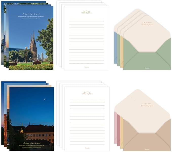 Monolike Capture the Life Sky Letter Paper and Envelopes Set - 8Type, 32 Letter Paper + 16 Envelopes