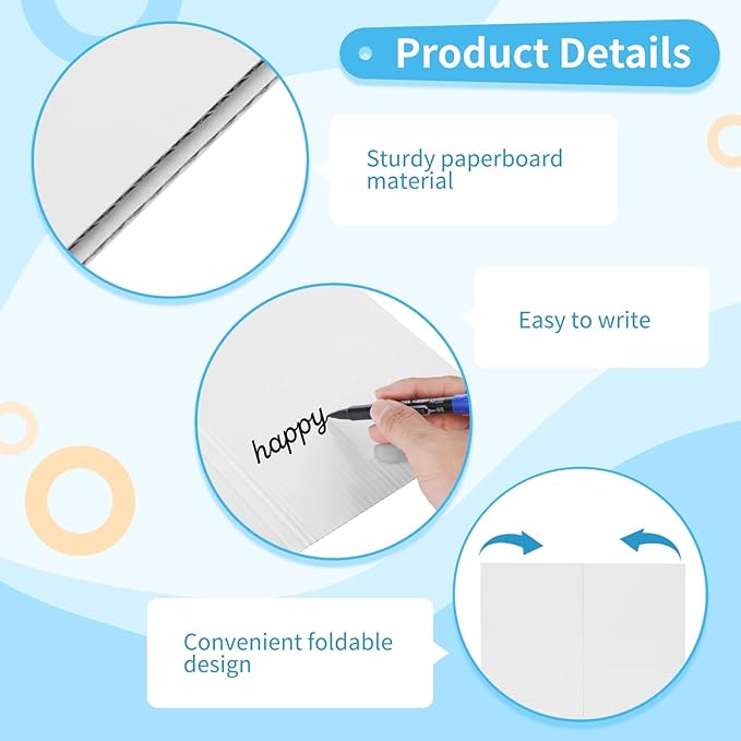 24 Pcs Tri Fold Display Boards, 24x16 in Trifold Poster Boards, White Blank Exhibition Display Paperboards, Thick Presentation Cardboards, Corrugated Project Boards for Science Fairs