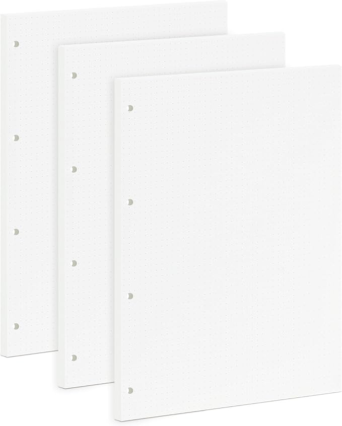 A4 Dot Grid Paper 290x210mm - 135 Sheets 100GSM Dotted Notebook Refill - 4-Hole Punch for A4 4-Ring Binders & Lever Arch Files - 5mm Spacing for Bullet Journals, Notes & Sketching