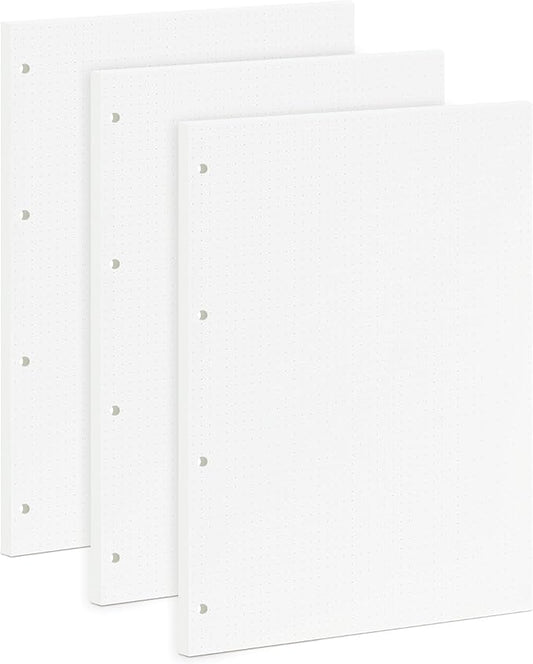 A4 Dot Grid Paper 290x210mm - 135 Sheets 100GSM Dotted Notebook Refill - 4-Hole Punch for A4 4-Ring Binders & Lever Arch Files - 5mm Spacing for Bullet Journals, Notes & Sketching