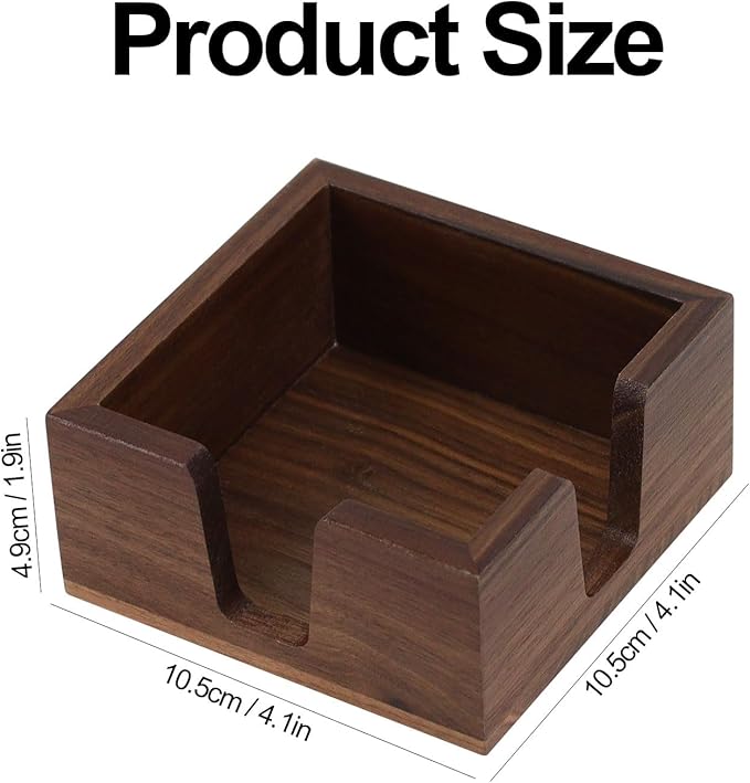 MultiBey Wooden Double Opening Sticky Note Holder, Black Walnut Self-Sticky Note Pads Holder, Wood Post it Note Dispenser Sticky Memo Holder Paper Dispenser Desk Accessory for Office Home