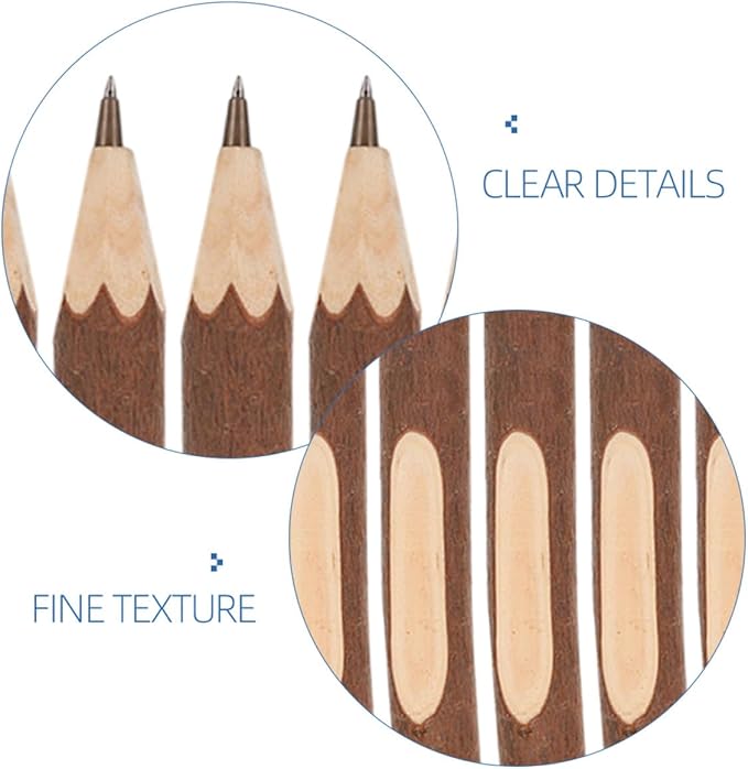 Healeved Wooden Ballpoint Pens Natural Tree Bark Texture 13cm Biodegradable Ballpoint Pen 10pcs Comfortable Grip for Office and School Use