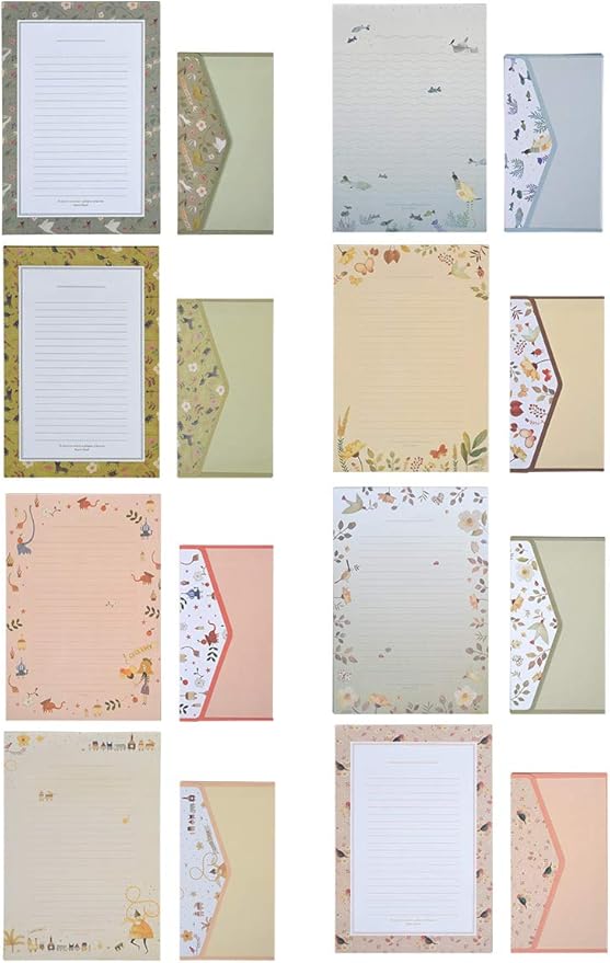A5 Lined Stationary Paper and Envelopes Set,48 Sheets Cute Letter Writing Paper and 24 Sheets Envelopes,Cute Flower Writing Paper and Printer Paper,Floral Decorative Craft Paper.