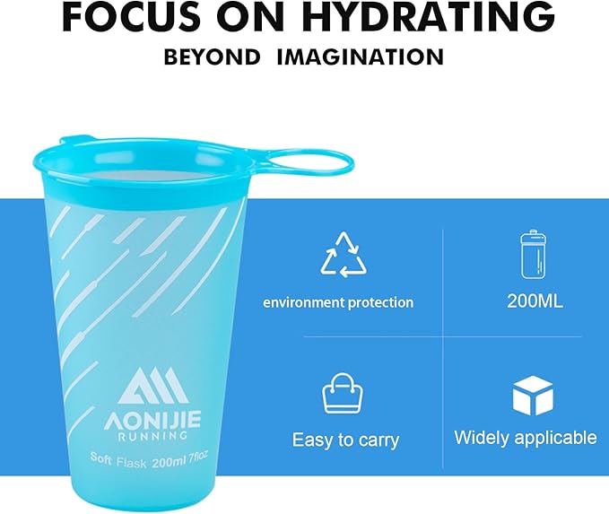 AONIJIE Collapsible Cup 200ml – Foldable Hiking Cup, Ultra Portable Soft Cup for Trail Running, Camping & Travel, Silicone Water Cup for Outdoor Hydration - Sea Blue