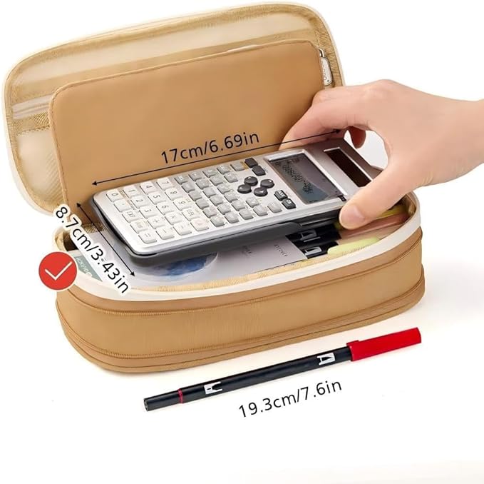 EASTHILL Big Capacity Pencil Pen Case Office College School Large Storage High Capacity Bag Pouch Holder Box Organizer Khaki