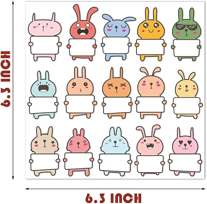 Name Label for Kids, Rabbit Name Tags Stickers for Classroom Hello My Name is Cute Personalized to Design Water Bottle, Lunch Box, Laptop, School Supplies, Camping, Cup, by HHSSALIN (60)