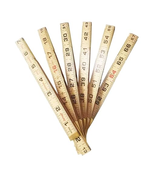 Zeluga 23-241 5/8in. x 6ft. Oversized Brick Mason Two Way Wood Rule, Folding Wood Ruler with Letter Side, Natural