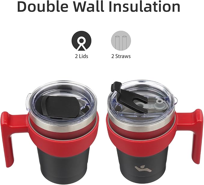 Konokyo 10 oz Tumbler with Handle and 2 Straw 2 Lid, Insulated Water Bottle Stainless Steel Vacuum Cup Reusable Travel Mug,Mystic Moon