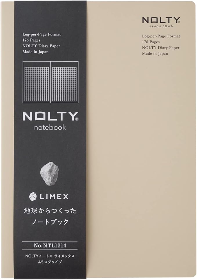 NOLTY NOTE × LIMEX, A5 Log Type Notebook, 3.5mm Grid, 176 Sheets, Soil Beige, NTL1214