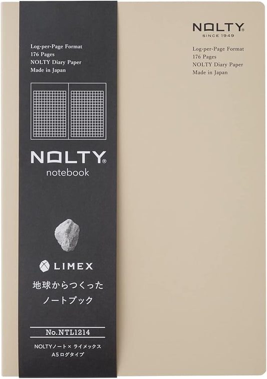 NOLTY NOTE × LIMEX, A5 Log Type Notebook, 3.5mm Grid, 176 Sheets, Soil Beige, NTL1214