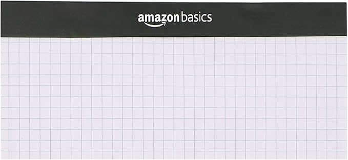 Amazon Basics Quad-Ruled Graph Paper Pad with Sturdy Back, Perforated, 8.5" x 11.75", White, 100 Sheets/Pad, 2-Pack
