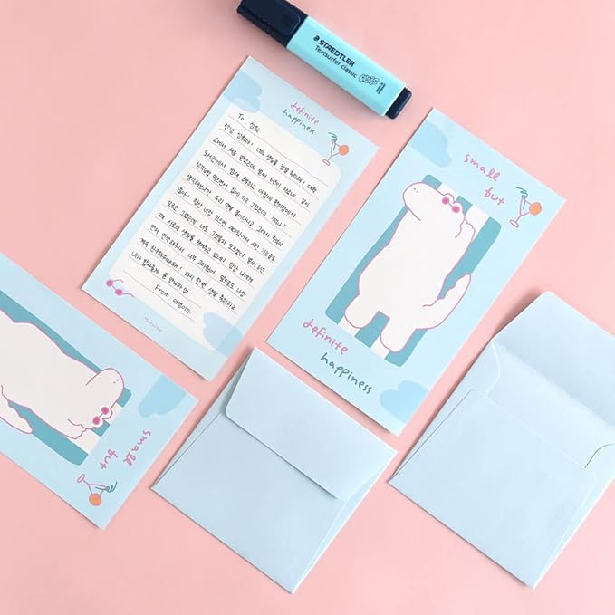 Monolike Story town Afternoon C Mini Letter Paper and Envelopes Set - 8Type, 32 Letter Paper + 16 Envelopes