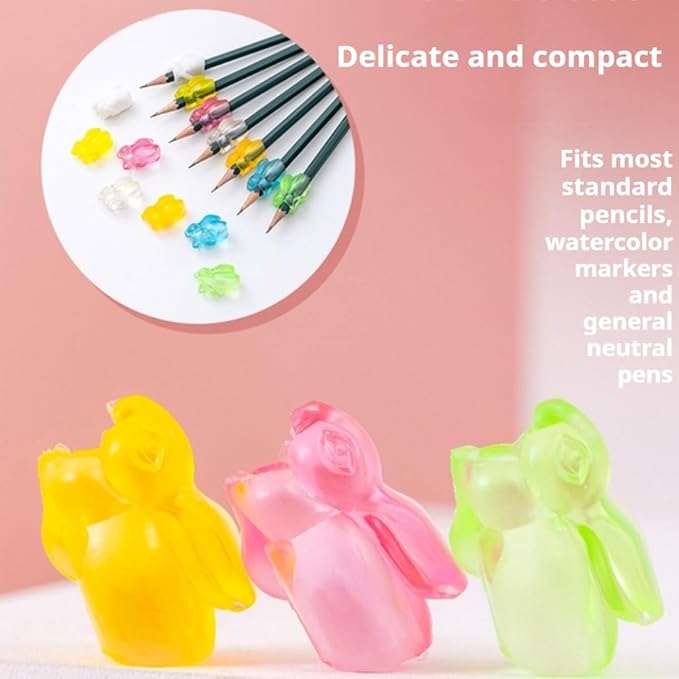 14 Pcs Pencil Grippers, Rabbit Pencil Holders for Handwriting Posture Correction Writing Tool Ideal for Kids Toddlers Adults's Pen Holding Posture Training (Set-14pcs)