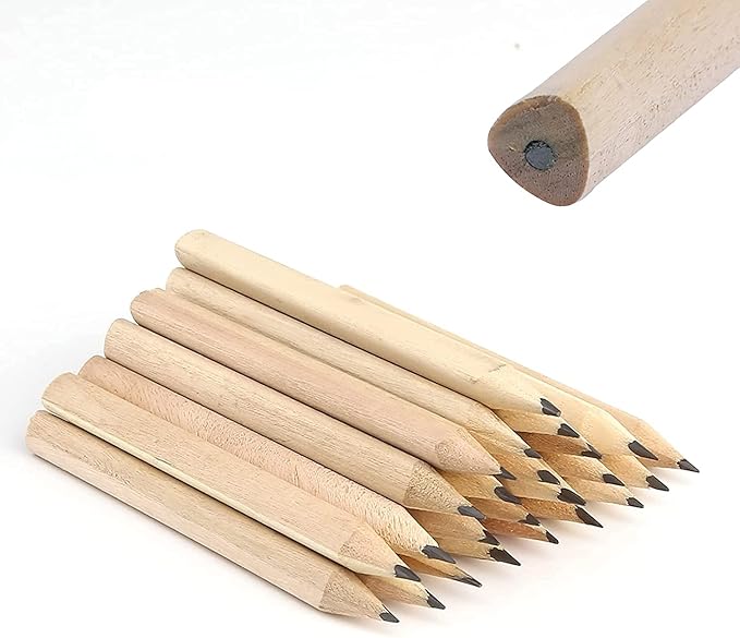LUTER 24pcs Short Triangular Pencils Mini Wood Pencils Round Pencils Short Wood Pencils Bulk for Preschoolers Toddlers Kindergarten School Home