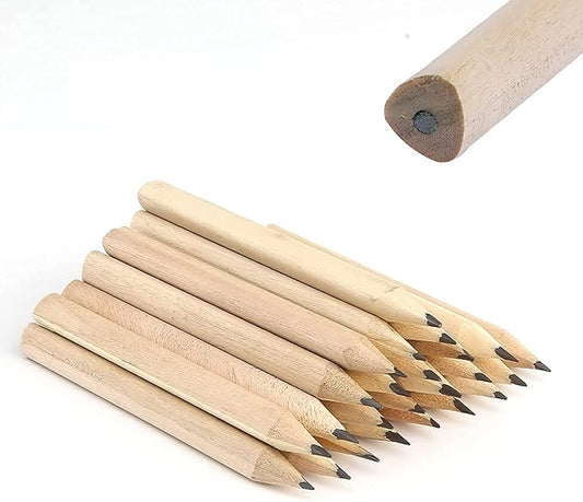 LUTER 24pcs Short Triangular Pencils Mini Wood Pencils Round Pencils Short Wood Pencils Bulk for Preschoolers Toddlers Kindergarten School Home