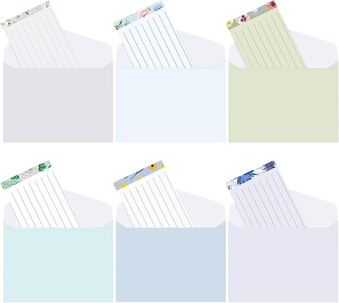 Geyee 200 Pieces Watercolor Stationary Paper and Envelopes Include 100 Lined Sheets and Envelopes, 5. 5 x 8. 25 Inch Double Sided Printing Letter Writing Paper with Mailers(Floral)
