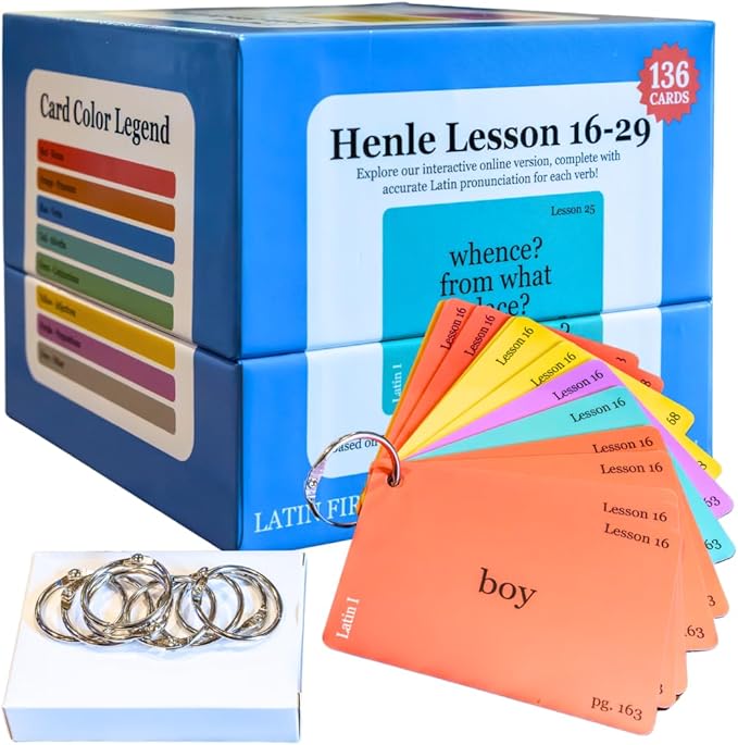 Latin Flashcards for Henle First Year – 240 Vocabulary Cards for Challenge B (Lessons 16–29) – Color-Coded Latin Study Cards for Homeschool & Classical Classroom