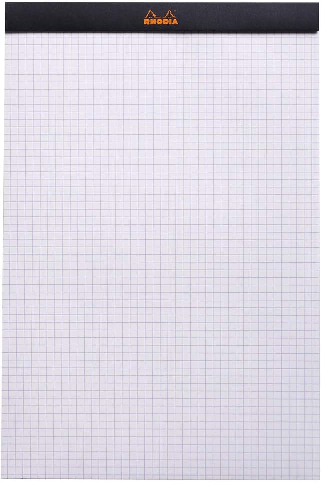 Rhodia Staplebound Notepads - Graph 80 Sheets - 8 1/4 x 12 1/2 in. - Black Cover