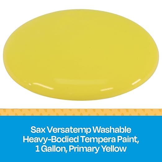 Sax Washable Versatemp Heavy Bodied Tempera Paint, Yellow, 1 Gallon