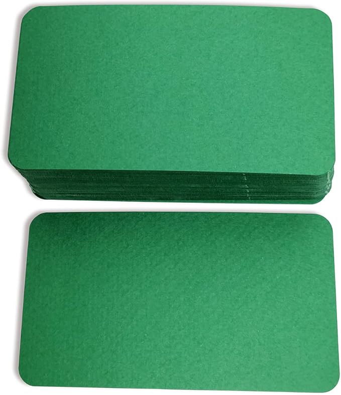 PPAPPAPPIYO 3.5x2 rounded corner index cards180gsm Thick Cardstock, Blank Colored Flash Cards for Study, Notes, Business Cards & Labels, Small Notecards 100 Pack (green)