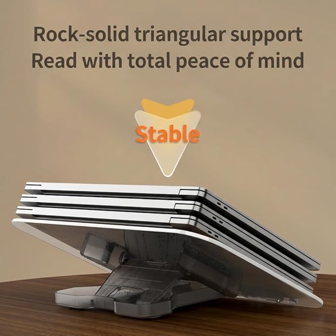 Acrylic Book Stand for Reading, Adjustable Book Holder & Tablet Stand, Portable Page Holder for Cookbooks, Textbooks, Notebooks, Recipes (L (11.8 * 15.4 inch))