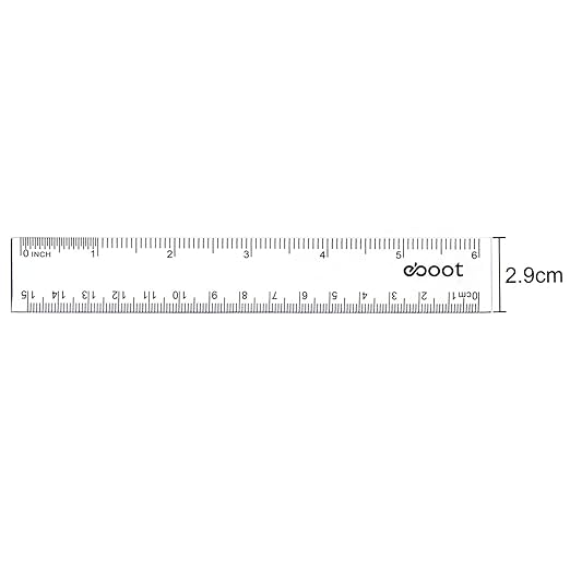 EBOOT 2 Pack Plastic Ruler Straight Ruler Plastic Measuring Tool for Student School Office(Clear,6 Inch Style)