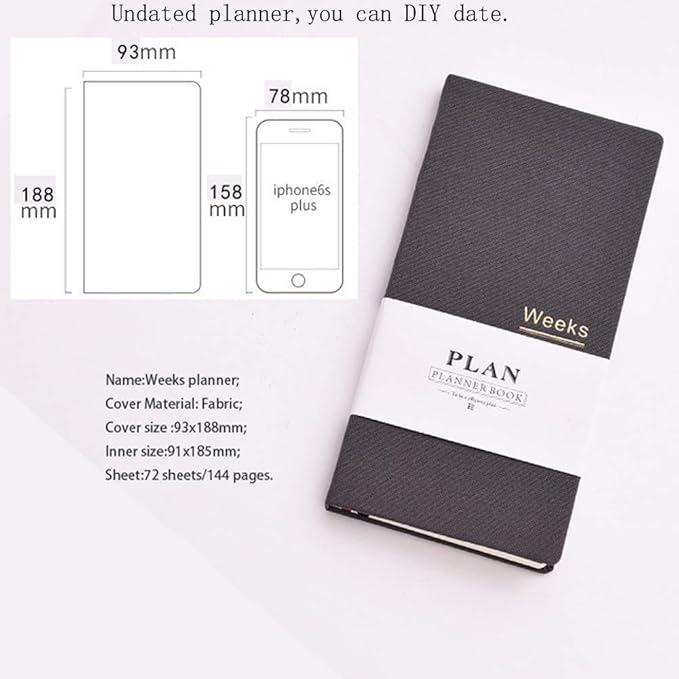 Undated Pocket Weekly Planner Schedule Organizer Agenda Year Month Week Plan A6 Notebooks (A6 undated planner Red+Gray)