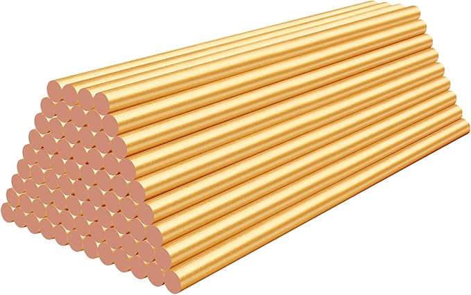72pcs Metallic Gold Hot Glue Sticks, 0.27"x8" Mini Glue Sticks Colored for Wedding Cards, Crafting, Sealing Wax Stamp, Decoration, Art, DIY, Car Dent Repair