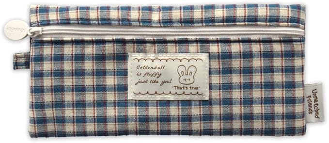Monolike_Fabric/Cushion Pencil case (Unmatched Friends Fabric Check Pencil Case Series. 2, Vintage blue)