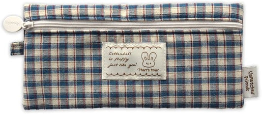 Monolike_Fabric/Cushion Pencil case (Unmatched Friends Fabric Check Pencil Case Series. 2, Vintage blue)