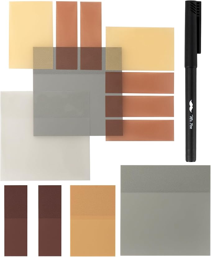Mr. Pen- Transparent Sticky Notes Set, 200 Sheets, Transparent Sticky Notes and Planner Tabs with Black Fineliner Pen for Bible Study, Office, School, Planning, Journaling & Organization